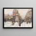 Die Place de Clichy im Schnee, Paris - Eugène Galien-Laloue — gerahmtes Bild an der Wand