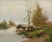 L'étang au bord du village - Eugène Galien-Laloue — vista dell’opera