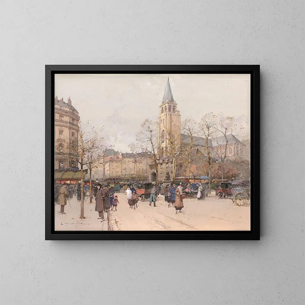 Vista dei boulevard Saint-Germain-des-Prés - Eugène Galien-Laloue — quadro incorniciato alla parete