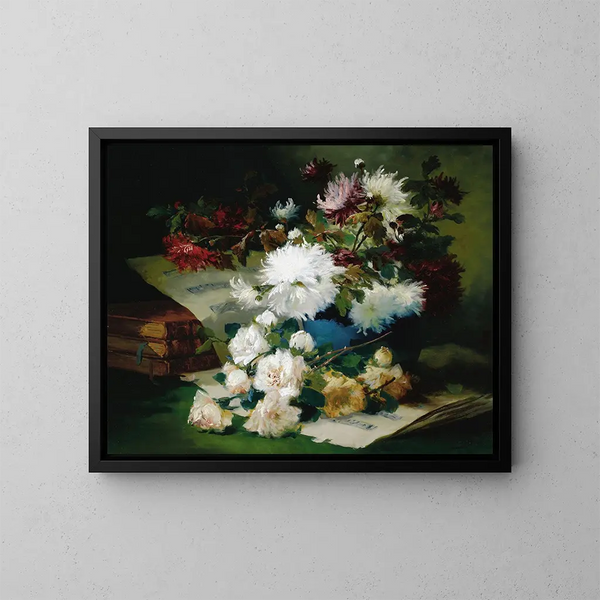 Natura morta con partizioni e libri - Eugène Henri Cauchois — quadro incorniciato alla parete