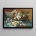 Nature morte con rose in una ciotola - Eugène Henri Cauchois — quadro incorniciato alla parete