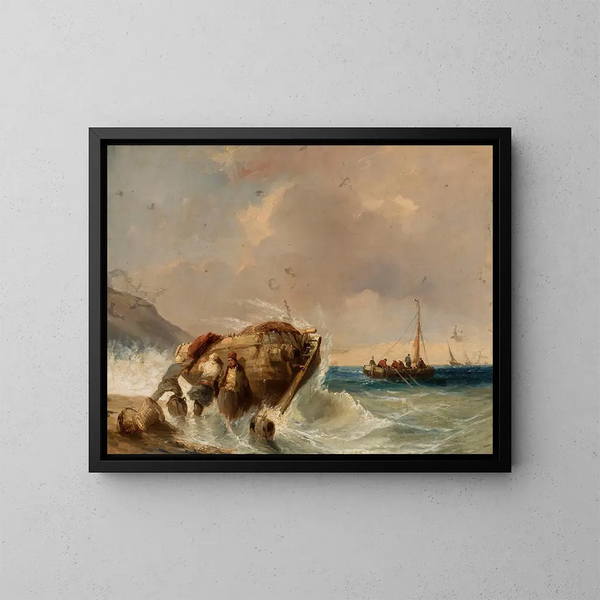 Fischerkahn am Meer - Eugène Isabey — gerahmtes Bild an der Wand