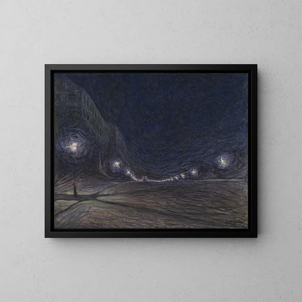 Hornsgatan bei Nacht - Eugène Jansson — gerahmtes Bild an der Wand