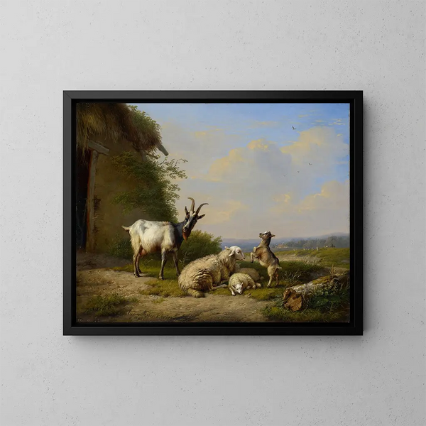 Ziegen und Schafe - Eugène Joseph Verboeckhoven — gerahmtes Bild an der Wand