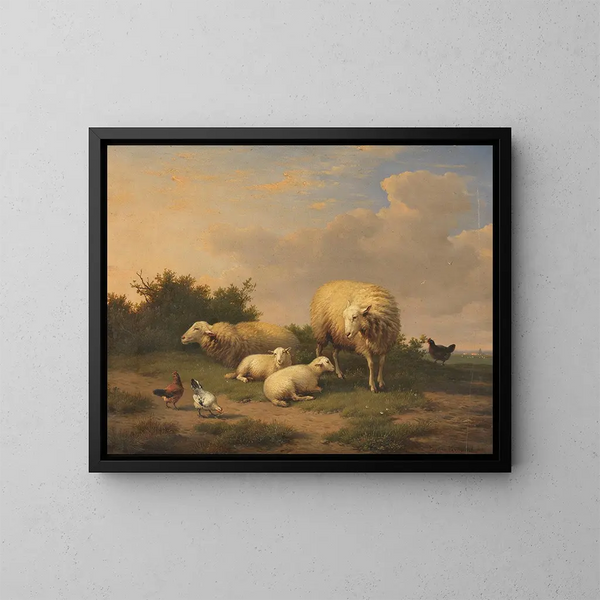 Schafe und Lämmer - Eugène Joseph Verboeckhoven — gerahmtes Bild an der Wand