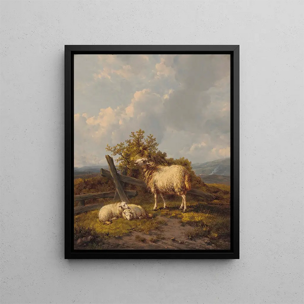 Eugne Joseph Verboeckhoven - Sheep And Lambs In A Pasture.webp