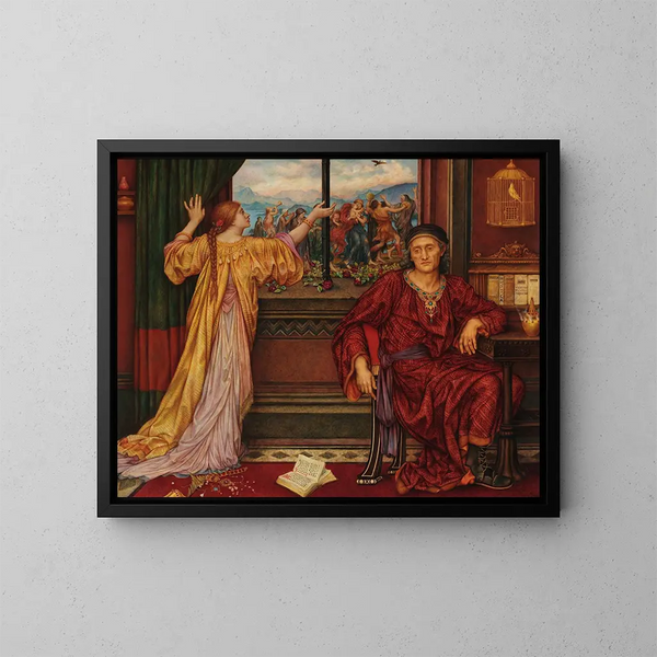 Die goldene Käfig - Evelyn De Morgan — gerahmtes Bild an der Wand