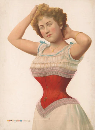 F B Patterson - Woman wearing a red corset.webp