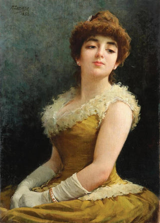 Fausto Zonaro - An Elegant Lady in a Yellow Dress.webp