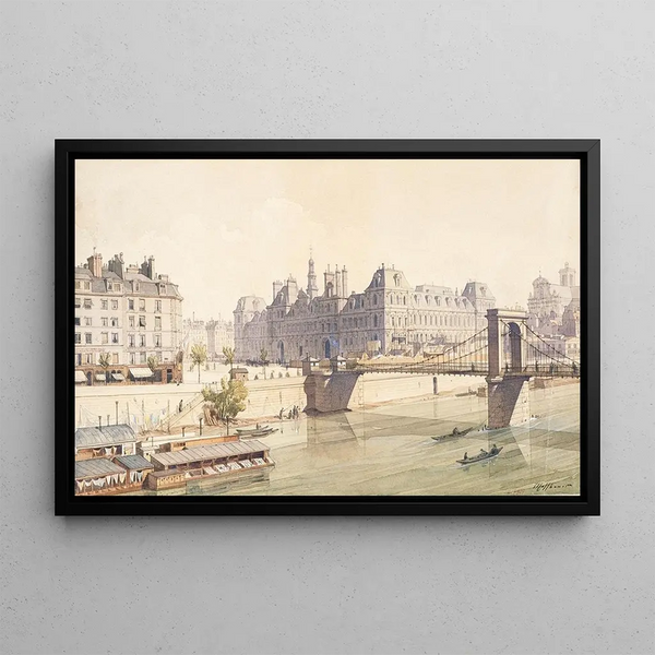Fdor Hoffbauer - LHtel de Ville et le pont dArcole en 1842.webp