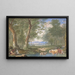 Paesaggio con mucche in un ruscello - Felix Meyer — quadro incorniciato alla parete