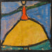 Donna con le braccia aperte in gonna gialla - Egon Schiele — ambientato in un interno