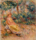 Donna in rosa e giallo in un paesaggio - Pierre-Auguste Renoir — vista dell’opera