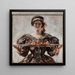 a Woman presenting a feast platter - Albert Beck Wenzell — framed artwork on a wall