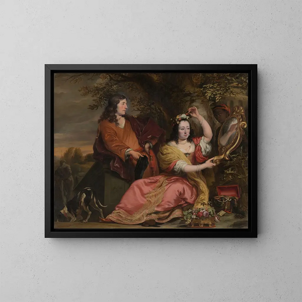 Jan van der Voort und seine Schwester Catharina mit einem Diener - Ferdinand Bol — gerahmtes Bild an der Wand
