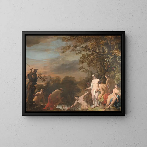 Die Tochter des Pharao entdeckt Moses im Schilfkorb - Ferdinand Bol — gerahmtes Bild an der Wand
