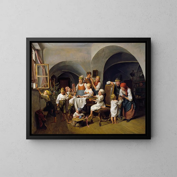 Mattino di Natale - Ferdinand Georg Waldmüller — quadro incorniciato alla parete