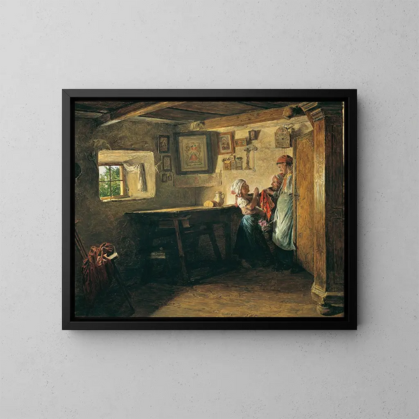 Il vecchio forziere - Ferdinand Georg Waldmüller — quadro incorniciato alla parete