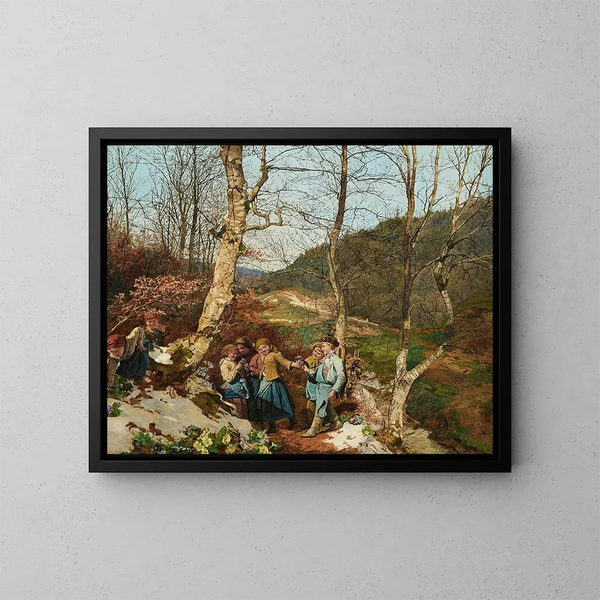 Primavera precoce nei boschi di Vienna - Ferdinand Georg Waldmüller — quadro incorniciato alla parete