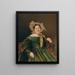 Frau in smaragdgrüner, lachsroter, irisierender Robe - Ferdinand Georg Waldmüller — gerahmtes Bild an der Wand