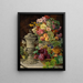 Stillleben mit Früchten, Blumen und silberner Schale - Ferdinand Georg Waldmüller — gerahmtes Bild an der Wand