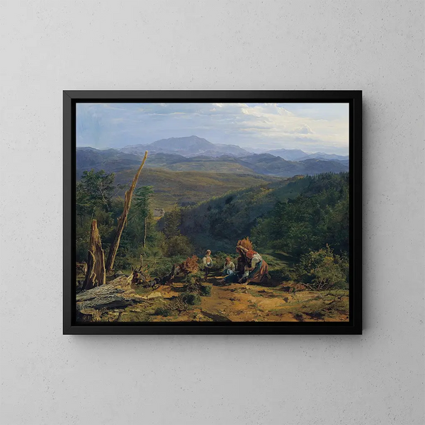 Paesaggio della foresta viennese con il castello di Wildegg - Ferdinand Georg Waldmüller — quadro incorniciato alla parete