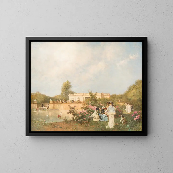 Giornata estiva nel giardino del palazzo - Ferdinand Heilbuth — quadro incorniciato alla parete