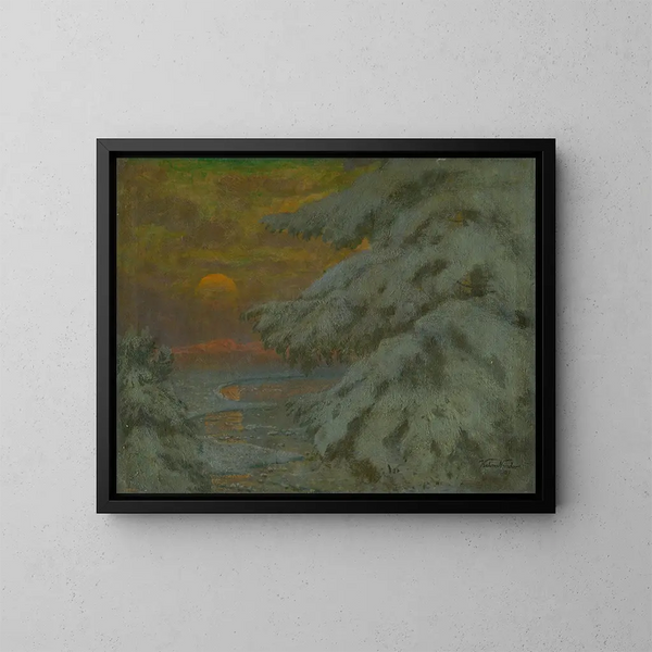 Sonnenuntergang im Winter - Ferdinand Katona — gerahmtes Bild an der Wand