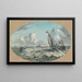 Vista marina, vele e barche sul mare agitato - Ferdinand Keller — quadro incorniciato alla parete