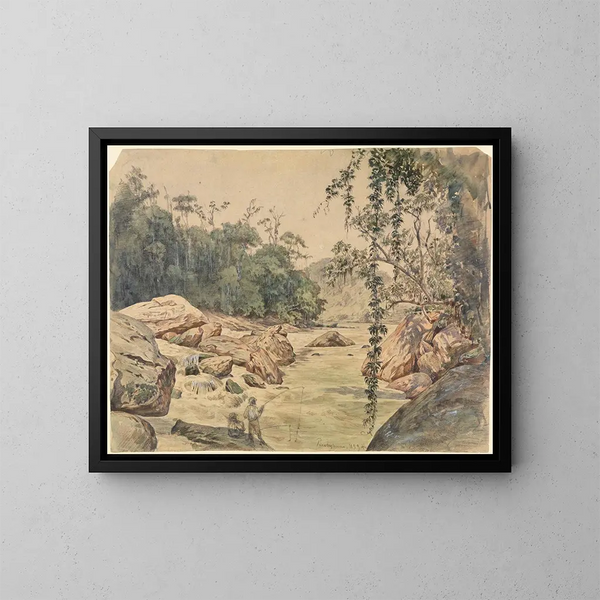 Zwei Fischer am Parahybafluss - Ferdinand Keller — gerahmtes Bild an der Wand