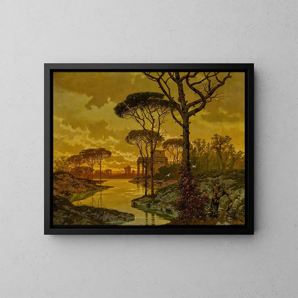 Paesaggio serale - Ferdinand Knab — quadro incorniciato alla parete