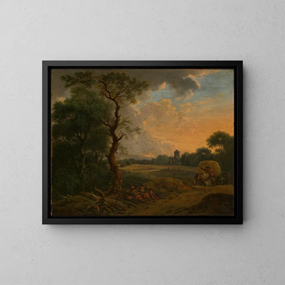 Ferdinand Kobell - Abendlandschaft mit Heuwagen.webp