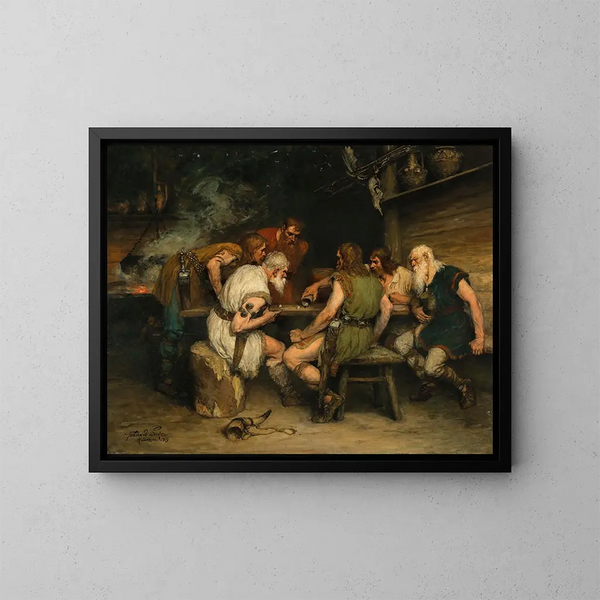 Un gioco di dadi - Ferdinand Leeke — quadro incorniciato alla parete