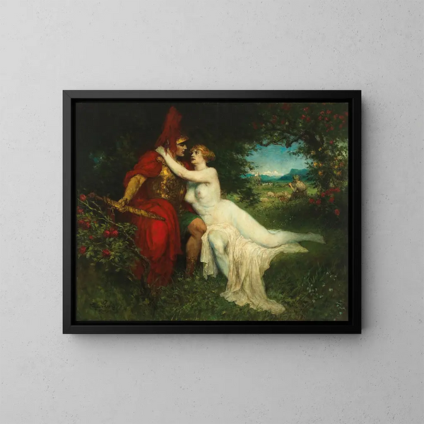 Tannhäuser e Venere nella scena del Venusberg dell'opera di Richard Wagner - Ferdinand Leeke — quadro incorniciato alla parete