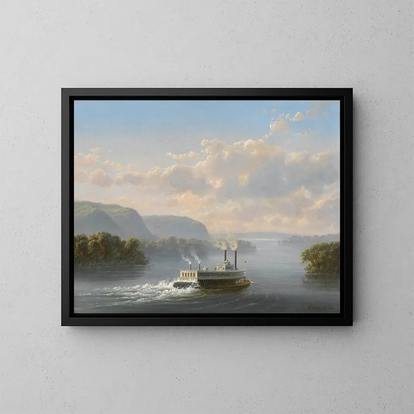 Dampfboot auf dem Oberen Mississippi - Ferdinand Richardt — gerahmtes Bild an der Wand