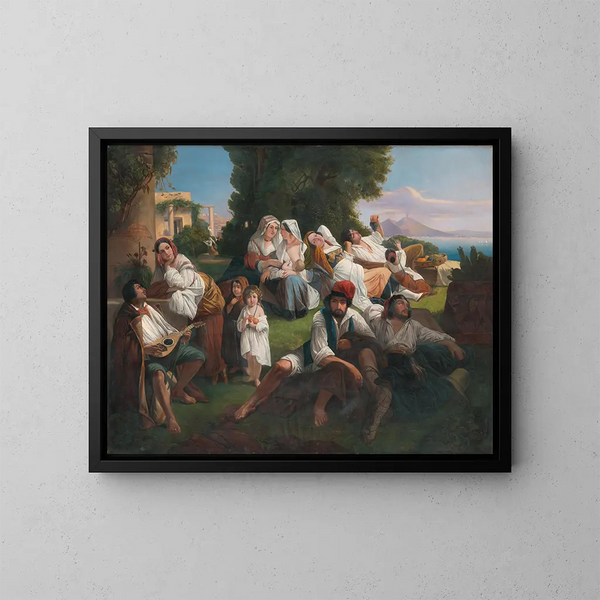 Nachmittag an einem Sonntag in der Nähe von Neapel - Ferenc Balassa — gerahmtes Bild an der Wand