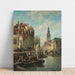 Figures e barche su un canale di Amsterdam con la Zuiderkerk sullo sfondo - Cornelis Christiaan Dommelshuizen