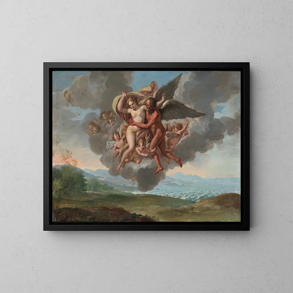 L'Enlèvement d'Oreithyia, Tochter des Königs Érechthée - Filippo Lauri — gerahmtes Bild an der Wand