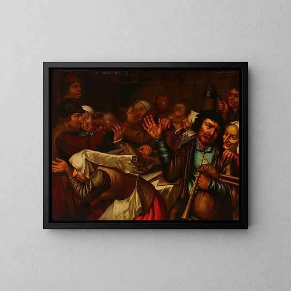 Scène di taverna - Scuola fiamminga — quadro incorniciato alla parete