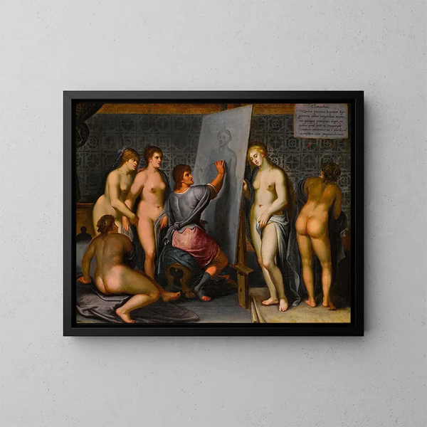 Zeuxis che dipinge Elena - Scuola fiamminga — quadro incorniciato alla parete