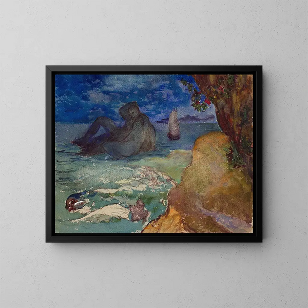 Paar in einer Meereslandschaft umarmt - Félix Bracquemond — gerahmtes Bild an der Wand