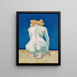 Flix Vallotton - Femme blonde accroupie de dos.webp