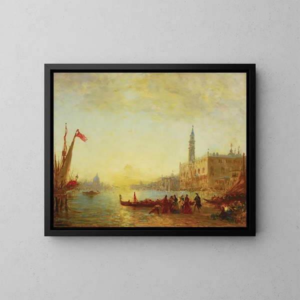 Embarkation am Kai der Sklaven während einer Überschwemmung - Félix Ziem — gerahmtes Bild an der Wand