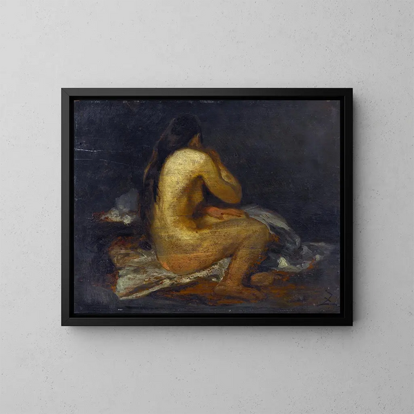 Donna nuda seduta - Félix Ziem — quadro incorniciato alla parete