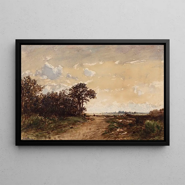 La Foresta di Fontainebleau nei dintorni di Barbizon - Félix Ziem — quadro incorniciato alla parete