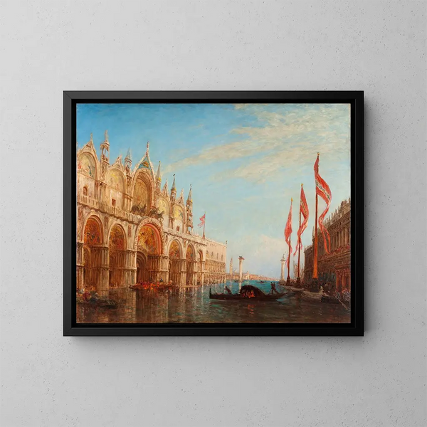 La Place Saint-Marc, inondazione del 1863 - Félix Ziem — quadro incorniciato alla parete
