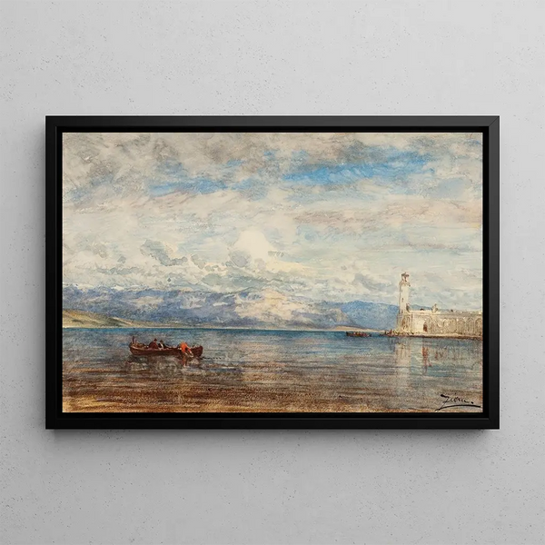 Porto di Martigues - Félix Ziem — quadro incorniciato alla parete