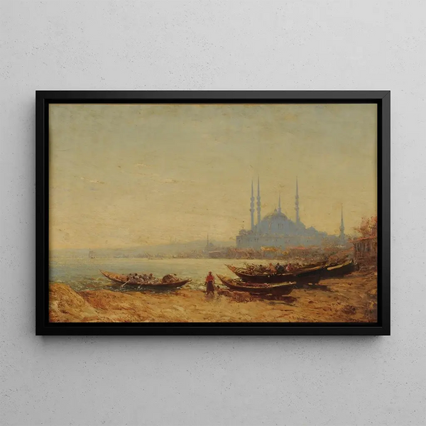 Le Bosphore al mattino - Félix Ziem — quadro incorniciato alla parete