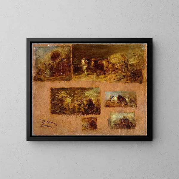 Pannello di sei studi di carrello - Félix Ziem — quadro incorniciato alla parete