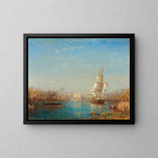 L'ingresso del canale di Marsiglia - Félix Ziem — quadro incorniciato alla parete